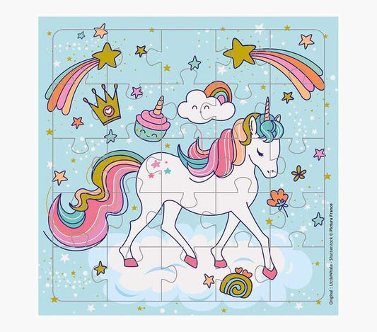 Pictura Tarjeta Puzzle Unicornio - 15.5x15.5cm - 25 Piezas - Tematica Unicornio - Incluye Tarjeta Plegada y Sobre Blanco - Certificacion FSC 1 pieza(s)