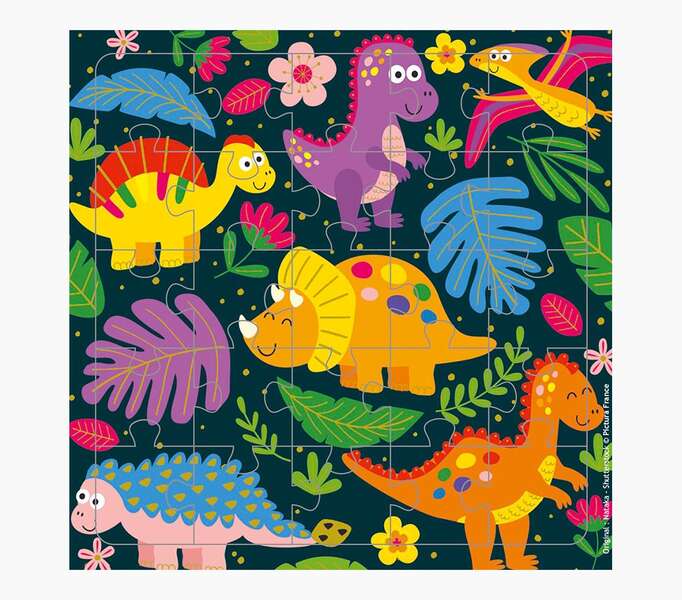 Pictura Tarjeta Puzzle Dinosaurios - 15.5x15.5cm - 25 Piezas - Tematica de Dinosaurios - Incluye Tarjeta Plegada y Sobre Blanco - Certificacion FSC - Embolsada en Celofan 1 pieza(s)