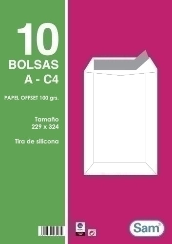 Sam - BOLSA SAM 229x324 BCO. 100g PAQ.10 - Pack de 25 unidades