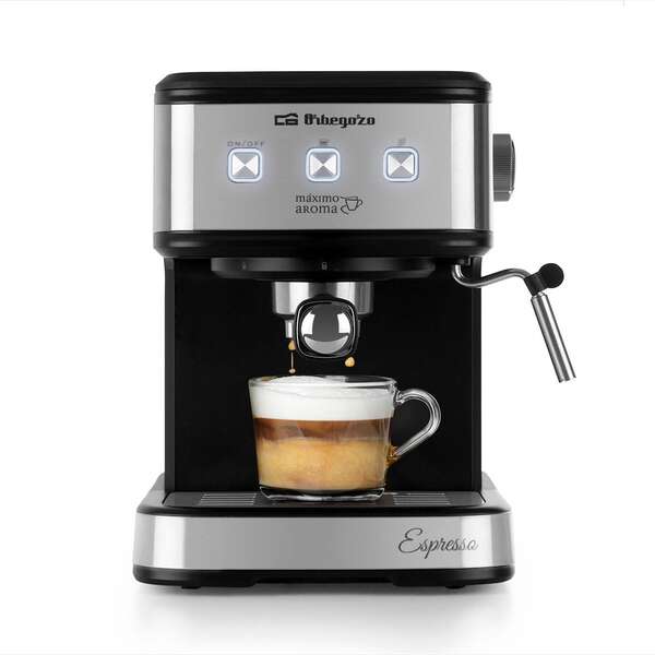 Orbegozo EX 5210 Cafetera Espresso Intenso - Presion 20 Bar - Potencia 1100 W - Panel Tactil - Deposito 1.5L - Valvula de Seguridad - Vaporizador Acero Inoxidable - Accesorios Incluidos 1 pieza(s)