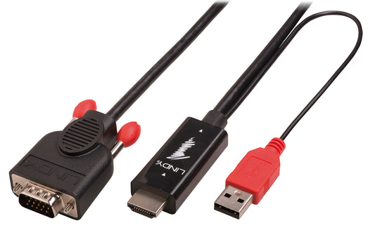 Lindy - 41456 adaptador de cable de vídeo 2 m HDMI VGA (D-Sub) Negro