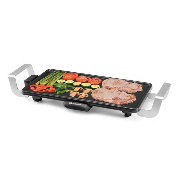 Orbegozo TB 2250 Parrilla de Asado Practica y Segura - Termostato Regulable - Asas de Aluminio de Toque Frio - Superficie de Asado de 22x43cm - Recipiente Recoge Grasa - Facil Limpieza - 2000 W 1 pieza(s)