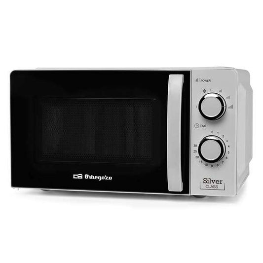 Orbegozo Mi 2118 Microondas - Capacidad 20L - Potencia 700W - 6 Niveles de Potencia - Temporizador 30min - Color Plata 1 pieza(s)