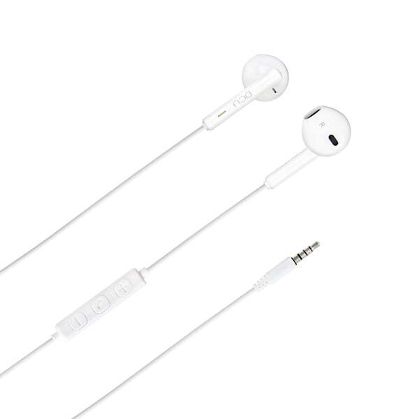 DCU Tecnologic Auriculares Jack 3.5mm Estereo Blanco con Microfono y Control de Volumen - Microfono Integrado para Llamadas Manos Libres - Control de Volumen para Ajustar la Intensidad del Sonido - Color Blanco 1 pieza(s)