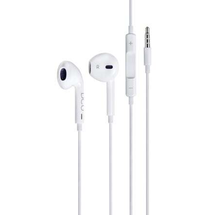 DCU Tecnologic Auriculares Jack 3.5mm Estereo Blanco con Microfono y Control de Volumen - Microfono Integrado para Llamadas Manos Libres - Control de Volumen para Ajustar la Intensidad del Sonido - Color Blanco 1 pieza(s)