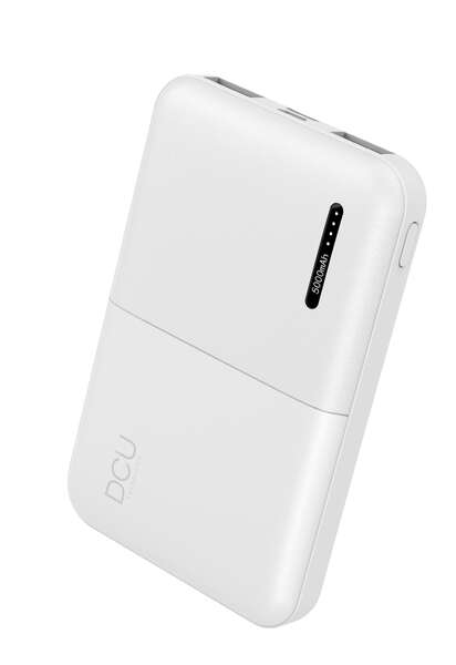 DCU Tecnologic Power Bank Triple Salida 2 USB + USB C 5.000Mah - Triple Salida para Cargar Varios Dispositivos - Capacidad de 5000 mAH para Cargar en Cualquier Momento - Color Blanco 1 pieza(s)