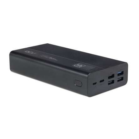 DCU Tecnologic Power Bank 4 Salidas USB Power Delivery 20W + Quick Charge 22.5W 30000Mah - Carga Rapida y Eficiente - Gran Capacidad de 30000mAH - Diseño Compacto y Ligero - Color Negro 1 pieza(s)