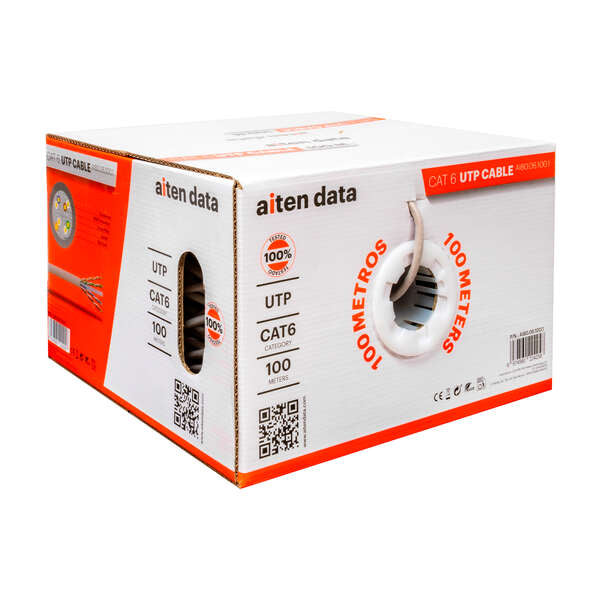 Aiten Data Cable de Red Latiguillo Cat.6 UTP AWG23 - Longitud 100m - Color Gris 1 pieza(s)