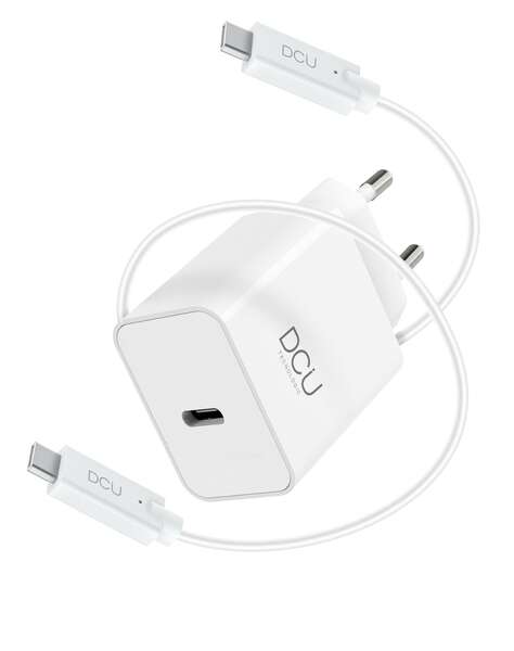 DCU Tecnologic Cargador USB Tipo C 30W - Carga Rapida y Eficiente - Diseño Compacto y Portatil - Cable de Alta Calidad - Color Blanco 1 pieza(s)