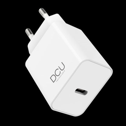 DCU Tecnologic Cargador USB Tipo C 30W - Carga Rapida y Eficiente - Diseño Compacto y Portatil - Cable de Alta Calidad - Color Blanco 1 pieza(s)