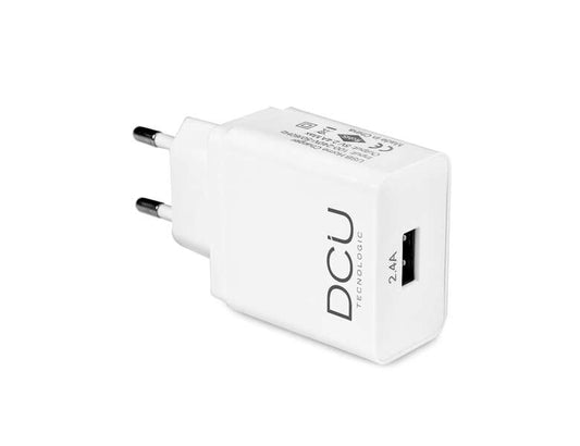 DCU Tecnologic Cargador USB 5V 2.4A - Carga Rapida y Segura - Compacto y Eficiente - Entrada Universal - Color Blanco 1 pieza(s)