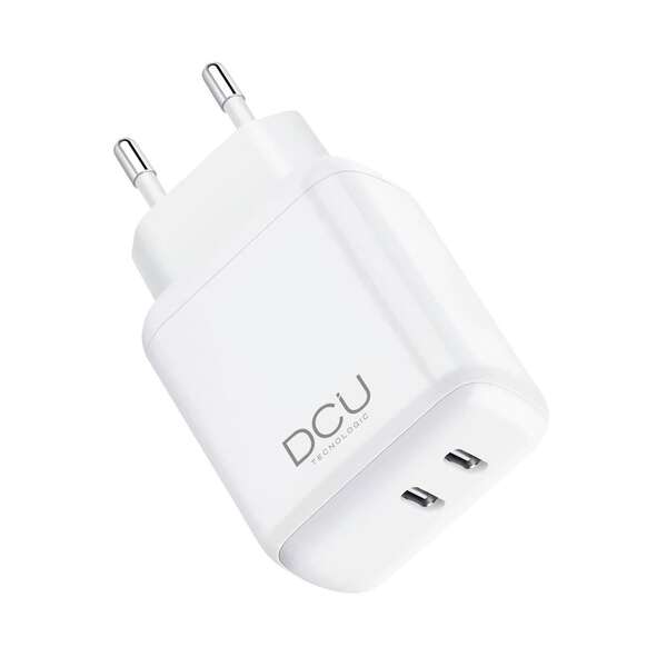 DCU Tecnologic Cargador Doble USB Tipo C PD 20W + 20W - Color Blanco 1 pieza(s)