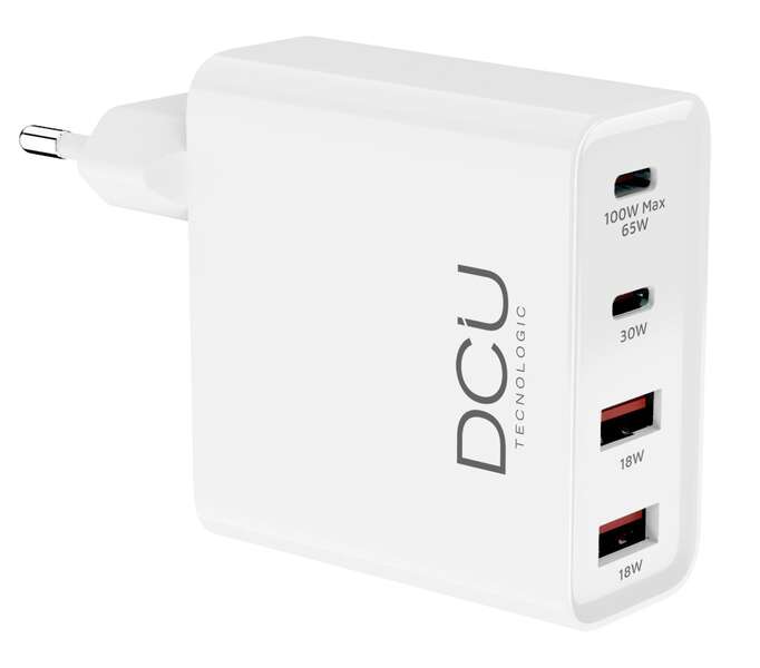 DCU Tecnologic Cargador Gan USB Tipo C 100W - Carga Rapida - Color Blanco 1 pieza(s)