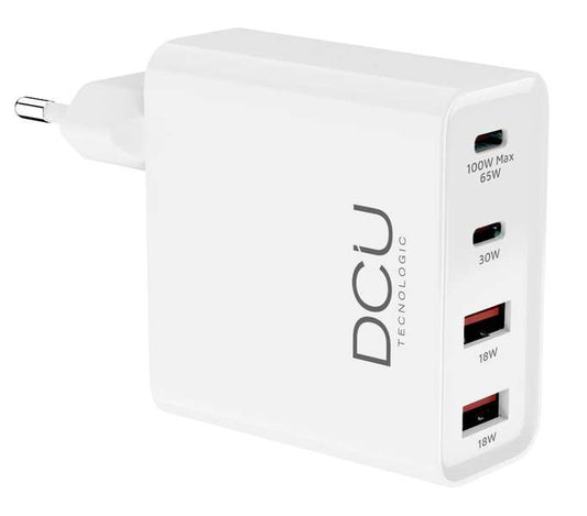 DCU Tecnologic Cargador Gan USB Tipo C 100W - Carga Rapida - Color Blanco 1 pieza(s)