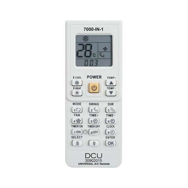 DCU Tecnologic Mando a Distancia Universal para Aire Acondicionado 7000 en 1 Nuevo - Color Blanco 1 pieza(s)