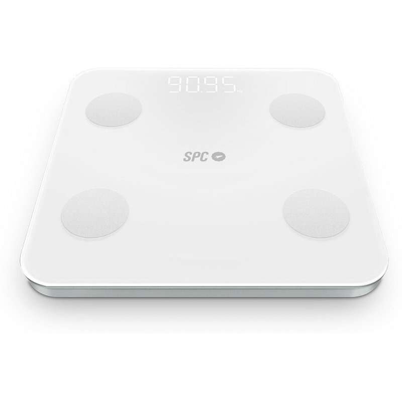 SPC Atenea Fit 3 Bascula de Baño Inteligente - Registra e Identifica hasta 10 Usuarios - Diseño de Cristal - Pantalla LED - Activacion Tactil - Capacidad 180kg 1 pieza(s)