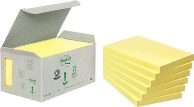 Post-It - PACK 6 BLOCS 100 HOJAS NOTAS RECICLADAS ADHESIVAS 76X127MM CANARY YELLOW CAJA CARTÓN 655-1B POST-IT 7100172257