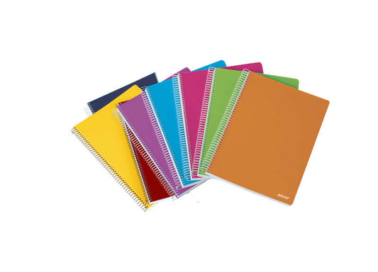 Ancor Classic Stripes Cuaderno Espiral Tamaño Folio Raya Horizontal - 80 Hojas 90gr - Tapa de Plastico - Colores Surtidos 8 pieza(s)