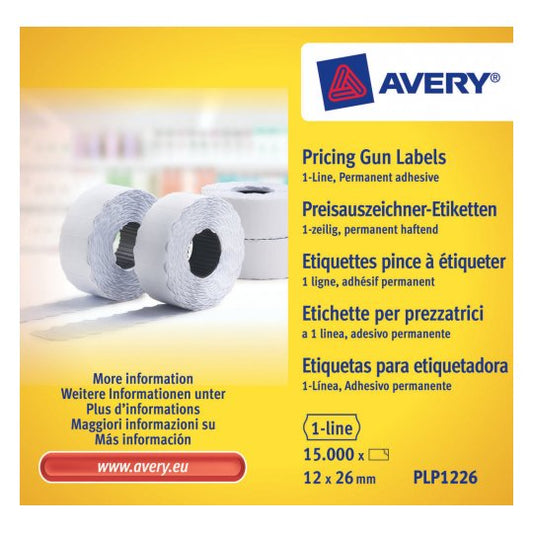 Avery - PLP1226 etiqueta autoadhesiva Etiqueta de precio Permanente Blanco 15000 pieza(s)