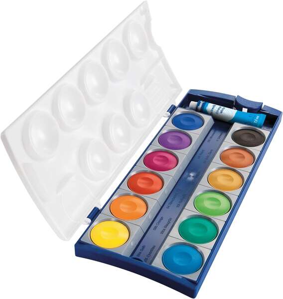 Pelikan Acuarelas Opacas 735/K12 Caja 12 Pocillos + 1 Tubo Blanco - Colores Intensos y Faciles de Diluir - Resistente a la Luz - Ideal para uso Escolar 1 pieza(s)