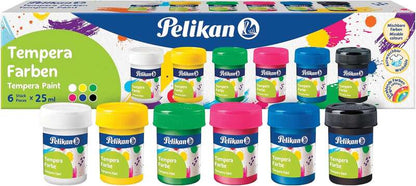 Pelikan Set de 6 Tempera Escolar - Botes 25ml - Facil de Mezclar - Ideal para Proyectos Escolares 1 pieza(s)