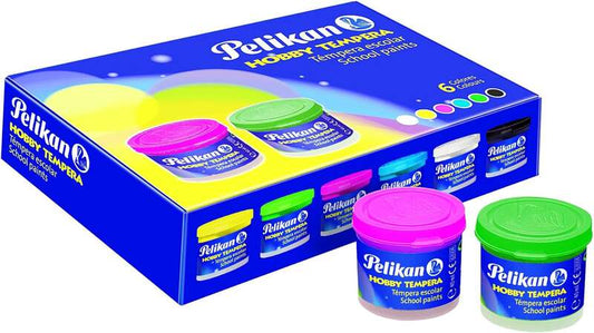 Pelikan Pack de 6 Botes de Tempera 40ml + Pincel - Consistencia Pastosa - Resistente a la Luz - Colores Surtidos 1 pieza(s)