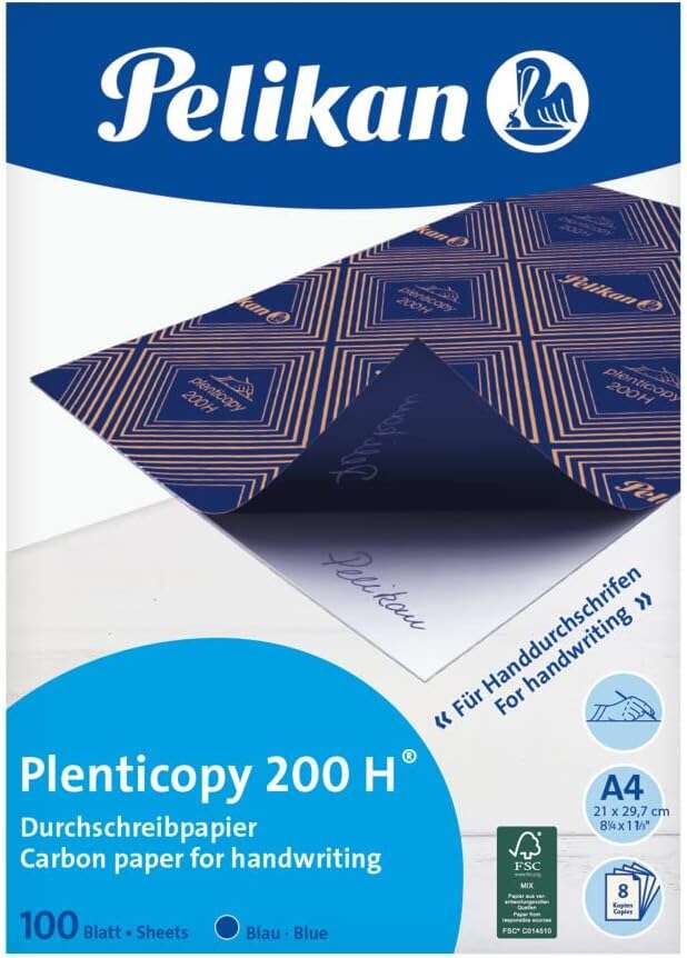 Pelikan Paquete de 100 Papel de Calcar Plenticopy 200H - Alta Calidad - Ideal para Copias Limpias - Resistente y Duradero - Color Azul 1 pieza(s)