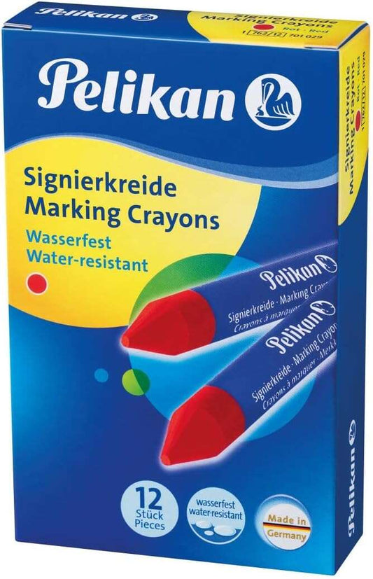 Pelikan Pack de 12 Ceras para Marcar - Resistente al Agua - Facil de Borrar - Ideal para Resaltar Texto - Color Rojo 1 pieza(s)