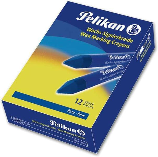 Pelikan Pack de 12 Ceras para Marcar - Resistente al Agua - Facil de Borrar - Ideal para Resaltar Texto - Color Azul 1 pieza(s)