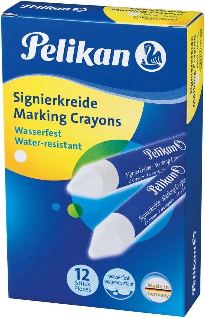 Pelikan Pack de 12 Ceras para Marcar - Resistente al Agua - Facil de Borrar - Ideal para Resaltar Texto - Color Blanco 1 pieza(s)