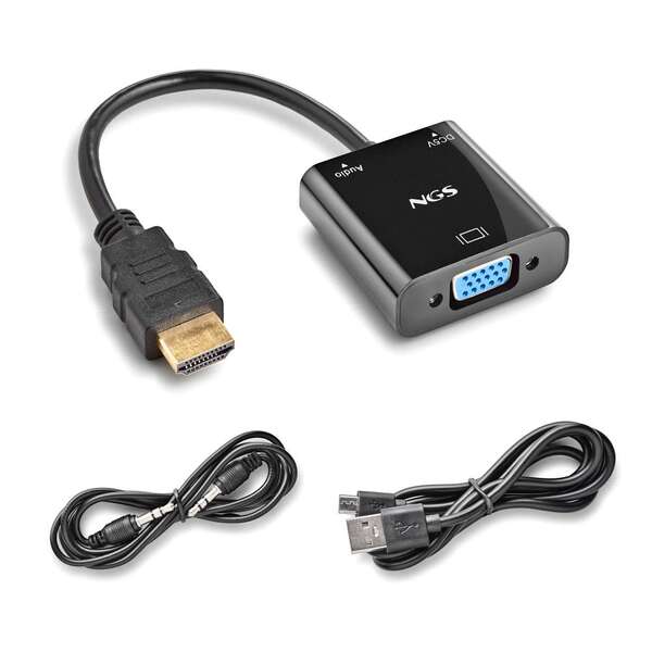 NGS Chamaleon Adaptador HDMI a SVGA + Audio Full HD + Cable de Aimentacion Incluido - Color Negro 1 pieza(s)