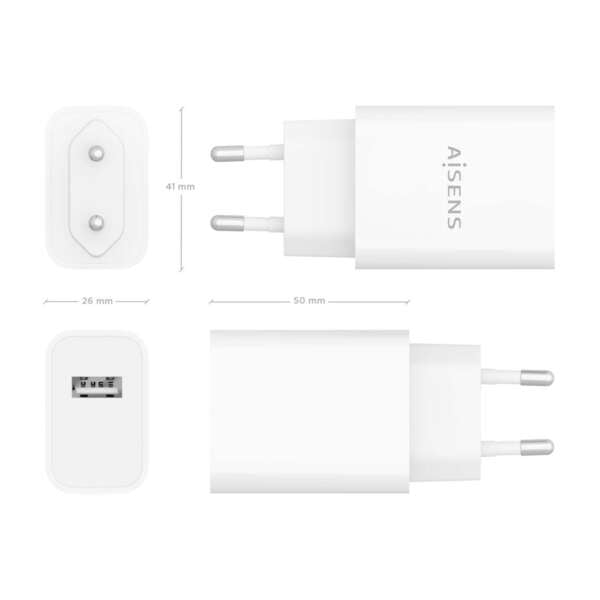 AISENS - Cargador USB 10W alta eficiencia  5V/2A  Blanco