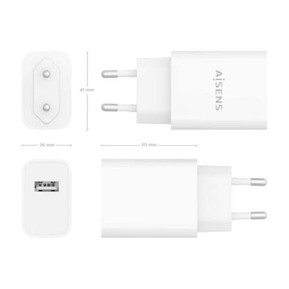 AISENS - Cargador USB 10W alta eficiencia  5V/2A  Blanco