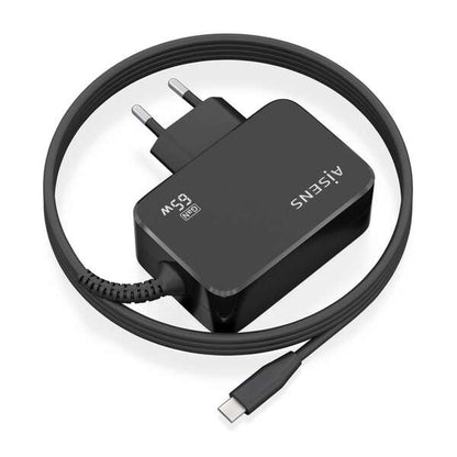 AISENS - Cargador GaN 65W PD3.0 1xUSB-C 1.8m  Negro