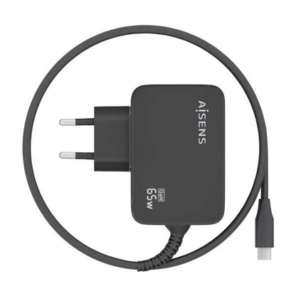 AISENS - Cargador GaN 65W PD3.0 1xUSB-C 1.8m  Negro