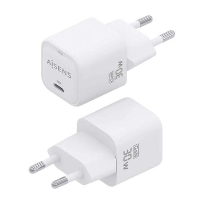 AISENS - Cargador GaN 30W  1xUSB-C PD3.0 QC4.0  Blanco