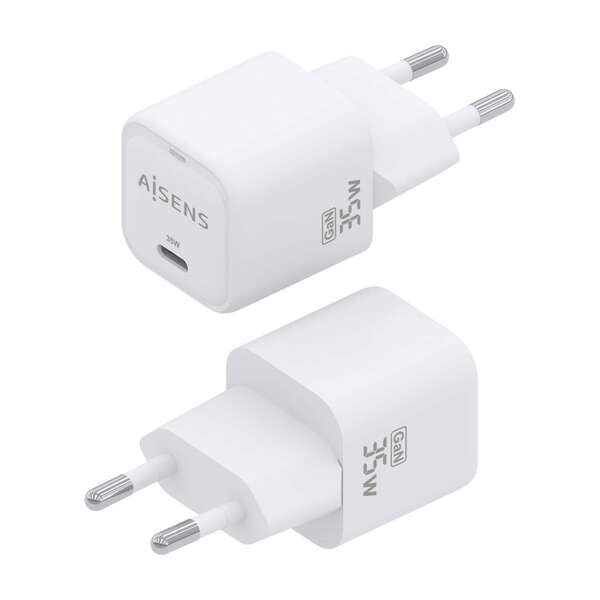 AISENS - Cargador GaN 35W  1xUSB-C PD3.0 QC4.0  Blanco