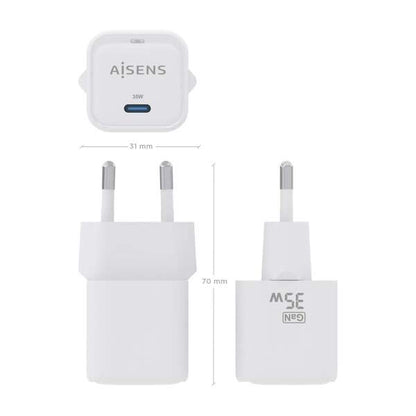 AISENS - Cargador GaN 35W  1xUSB-C PD3.0 QC4.0  Blanco