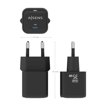 AISENS - Cargador GaN 35W  1xUSB-C PD3.0 QC4.0  Negro