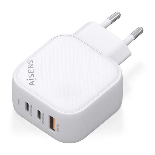 AISENS - Cargador GaN 65W  2xUSB-C PD3.0 QC4.0  1xUSB-A QC3.0  Blanco