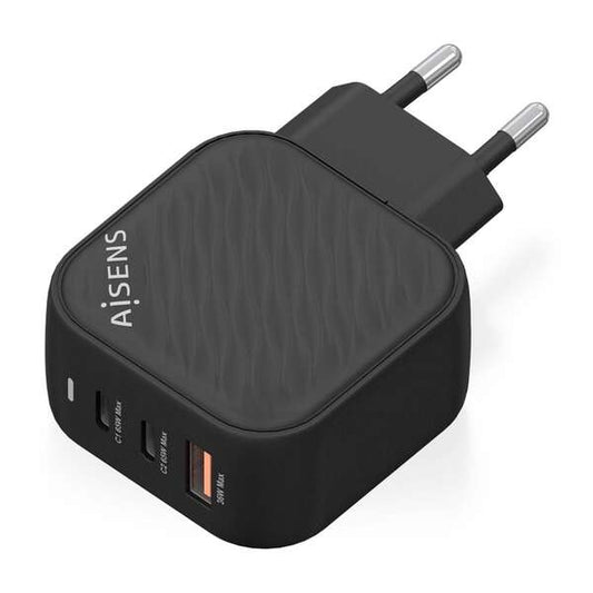 AISENS - Cargador GaN 65W  2xUSB-C PD3.0 QC4.0  1xUSB-A QC3.0  Negro