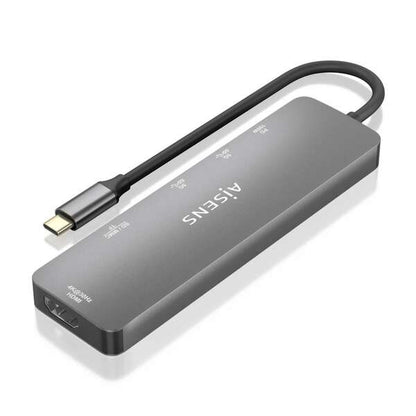 AISENS - USB-C Dock 6 EN 1  USB-C a 1xHDMI  2xUSB-A  1xUSB-C PD 100W  1xSD  1xMicro SD  Gris  15cm