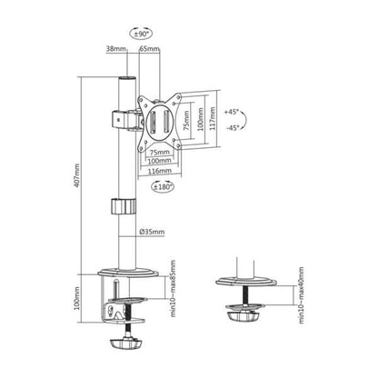 AISENS - Soporte de mesa eco giratorio e inclinable para Monitor/tv 9kg de 17-32  Negro