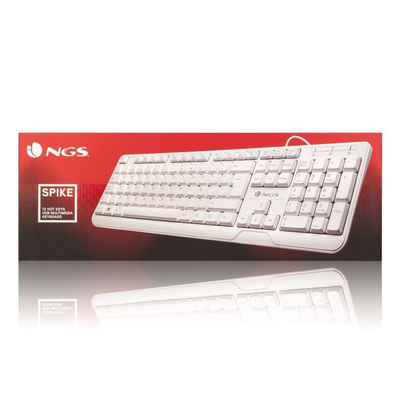 NGS Spike Teclado USB Portugues - 12 Teclas Multimedia - Cable de 1.40m - Color Blanco 1 pieza(s)