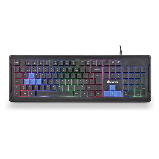 NGS GKX-305 Teclado Gaming USB Frances - 26 Teclas Antighosting - Iluminacion LED 5 Niveles de Intensidad - Teclas Multimedia - Color Negro 1 pieza(s)