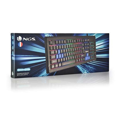 NGS GKX-305 Teclado Gaming USB Frances - 26 Teclas Antighosting - Iluminacion LED 5 Niveles de Intensidad - Teclas Multimedia - Color Negro 1 pieza(s)