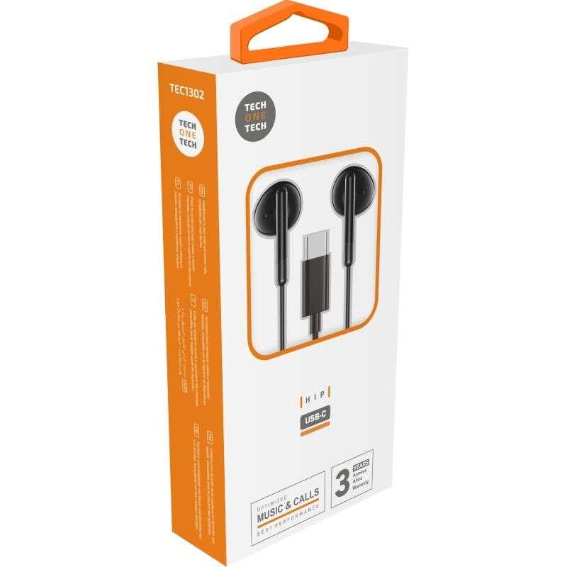 TECH ONE TECH - AURICULARES TECHONE BOTON USB-C NEGRO