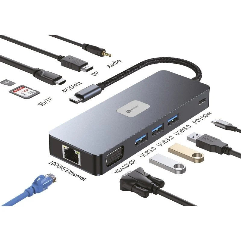 Leotec - LEOTEC DOCKING STATION 11-1 PLUS 1USB-C PD100 3USB3.2 HDMI VGA GGL LECTJSD MCSD