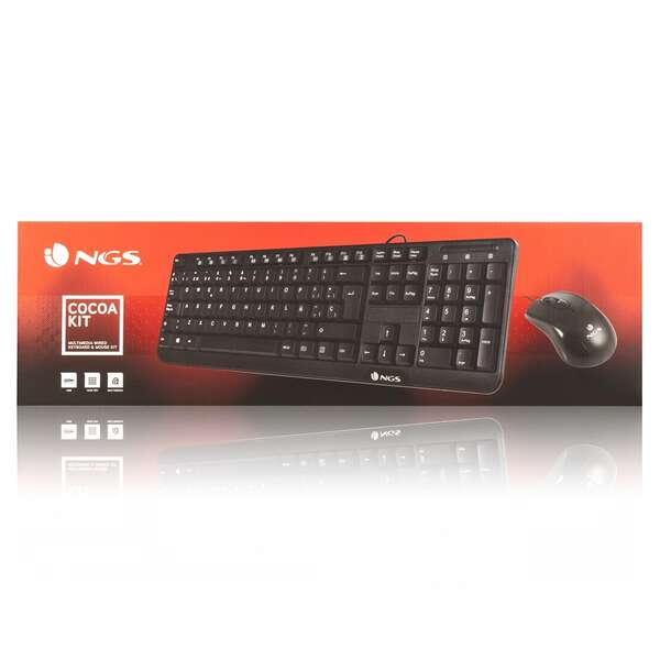 NGS Kit Teclado Multimedia y Raton con Cable - QWERTY Italiano - 12 Teclas Multimedia - Color Negro 1 pieza(s)