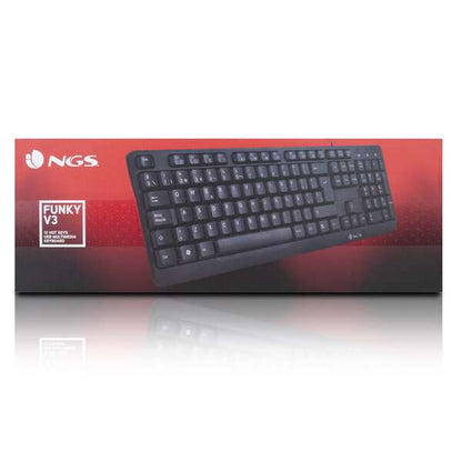 NGS Teclado con 12 Teclas Multimedia - Cable de 1.4m - QWERTY Portugues - Color Negro 1 pieza(s)